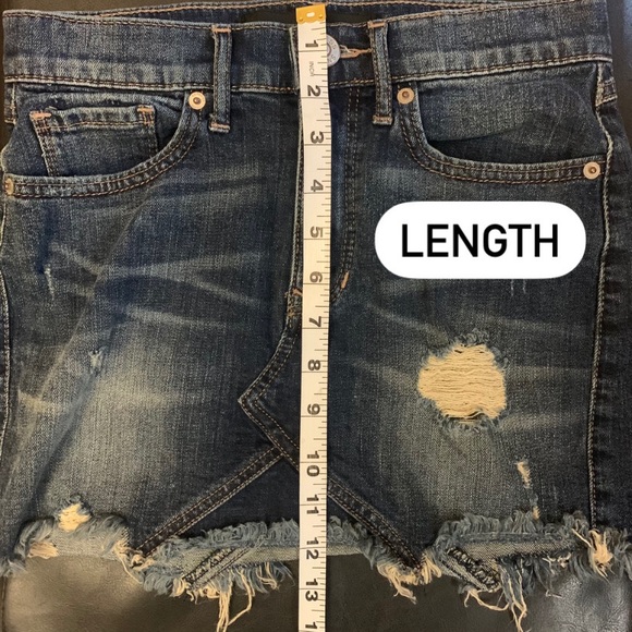 EXPRESS Blue Denim Distressed Skirt - Picture 5 of 6